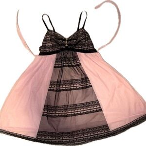 Betsey Johnson Pink and Black Intimates Babydoll Dress